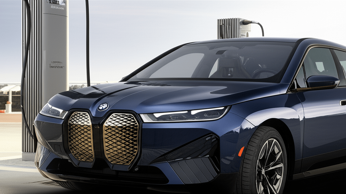 BMW iX electric SUV charging at DC fast station