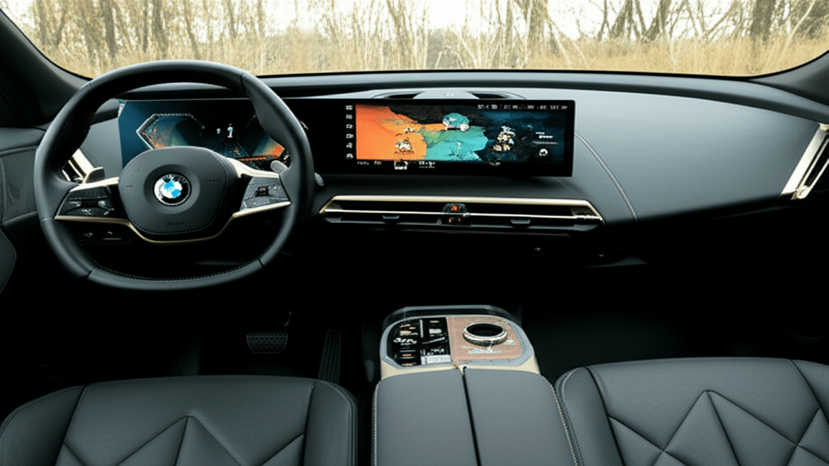 BMW iX interior curved display sustainable materials