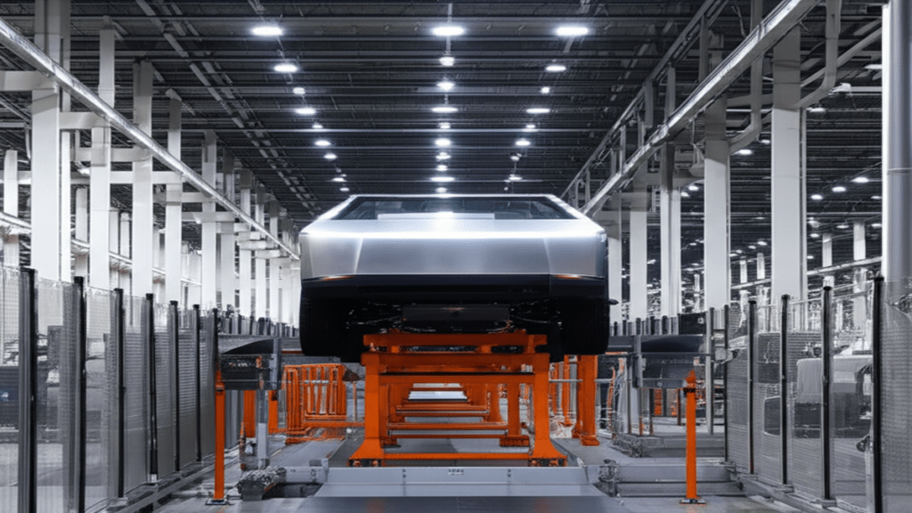 Tesla Gigafactory Austin with Cybertruck production line manufacturing tesla cybertruck sales