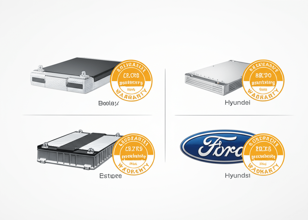 EV battery warranty comparison between Tesla Hyundai Ford and other manufacturers showing coverage terms