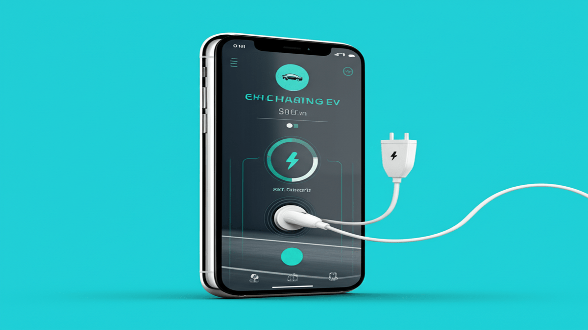 Smartphone EV charging app showing charging status