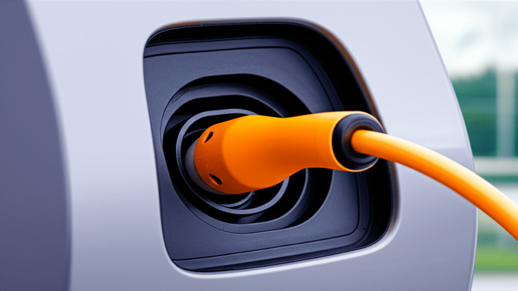 Electric vehicle charging cable connected to car EV Home Charging Installation