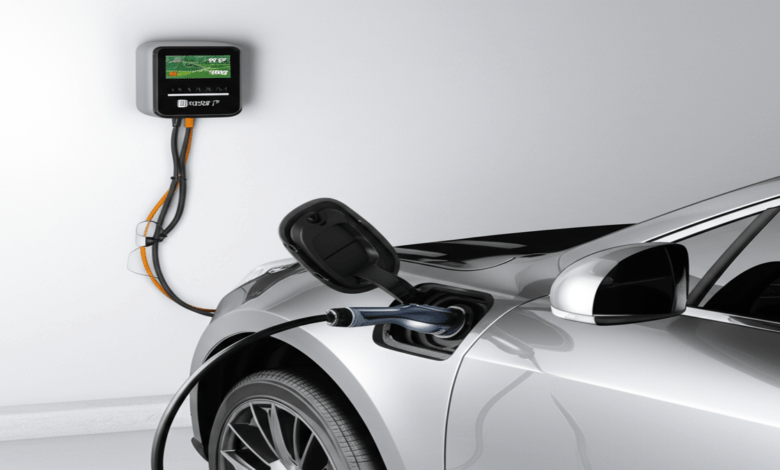 EV home charging station installed in residential garage