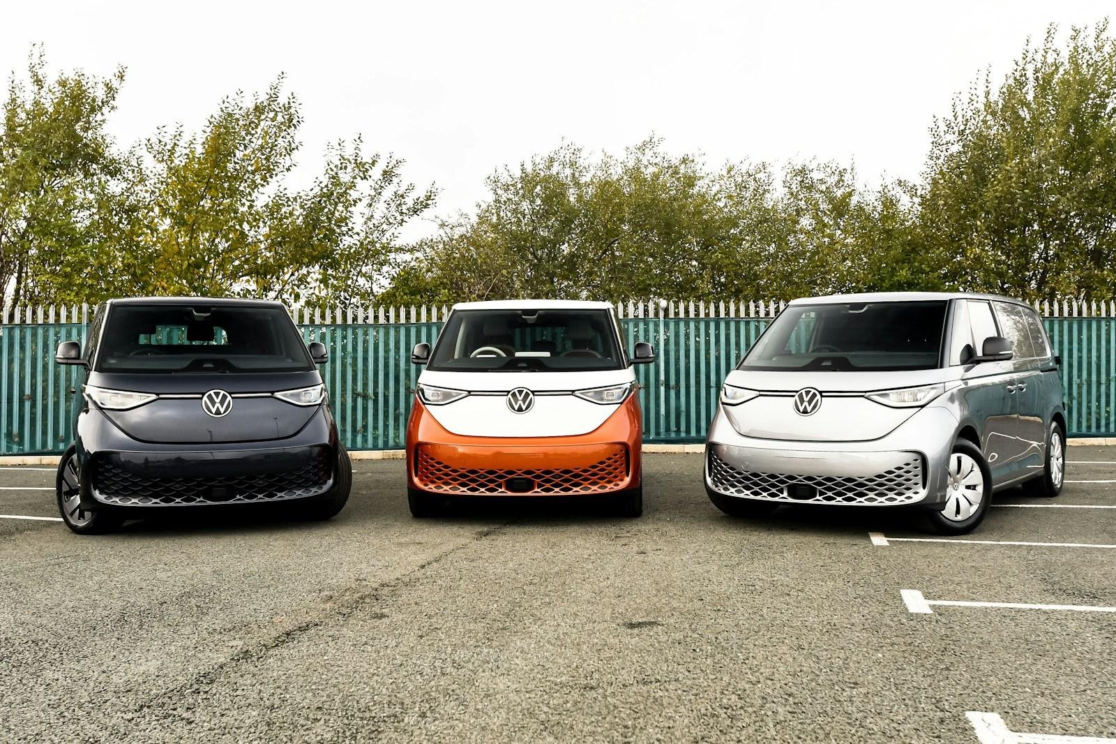 Multiple electric vehicles lineup at charging station