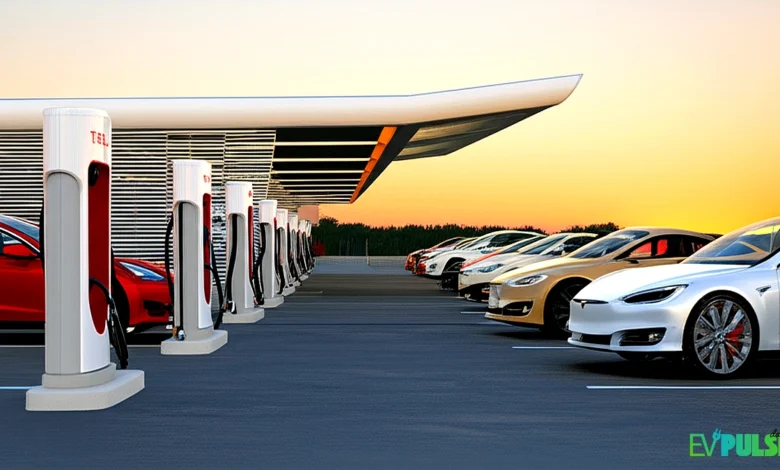 EV charging stations 2026 network with electric vehicles charging