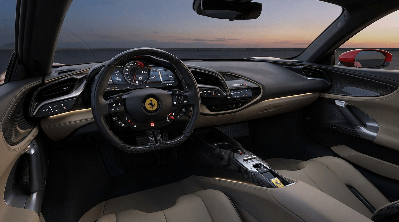 Ferrari Luce dual OLED dashboard display ferrari luce ev