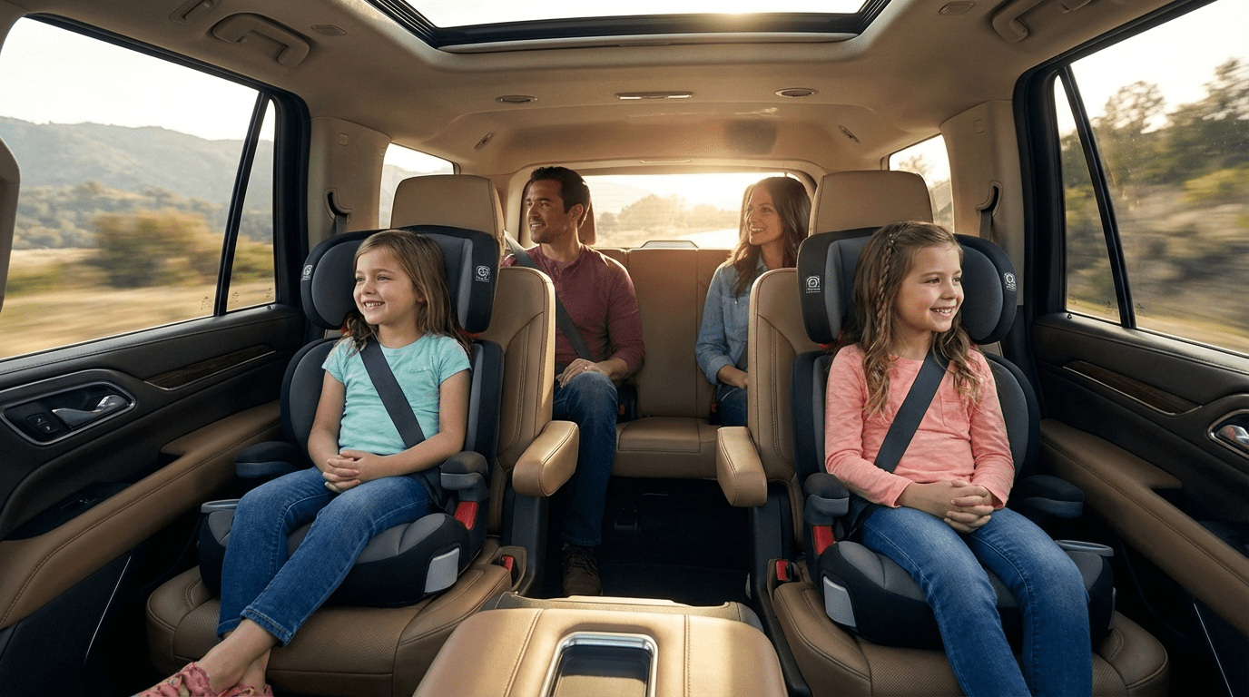 Family in Kia EV9 third row kia ev9 2026