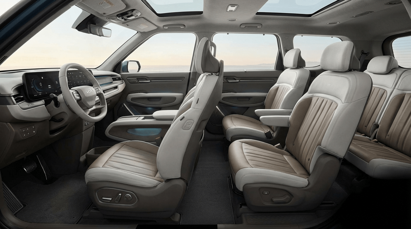 Kia EV9 three-row interior kia ev9 2026