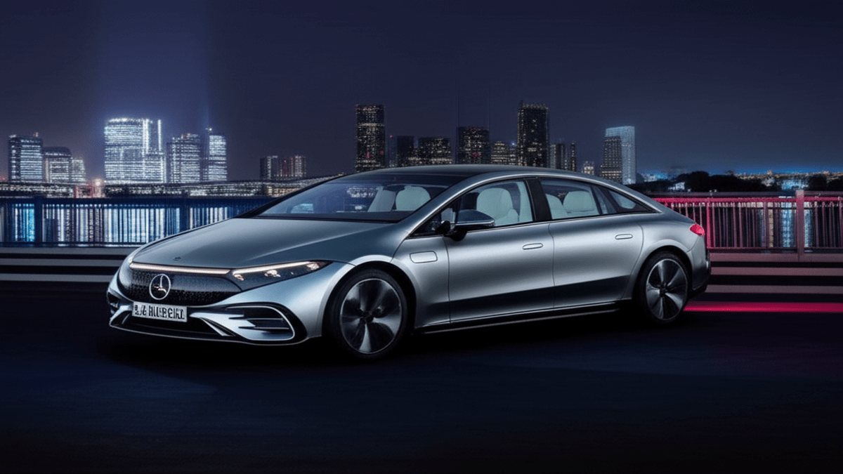 Mercedes EQS luxury electric sedan silver design