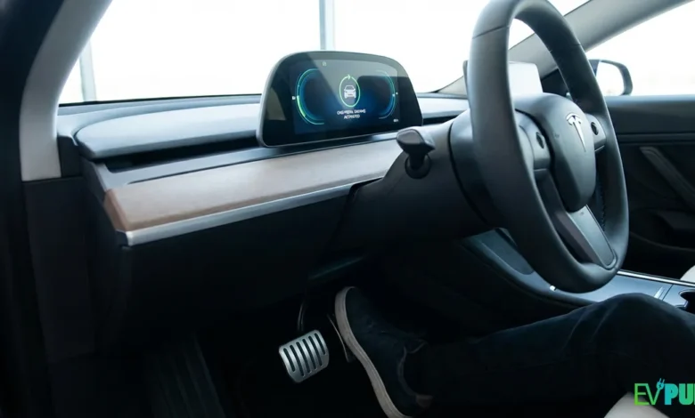 One pedal driving guide 2026 showing driver foot on accelerator pedal with dashboard display