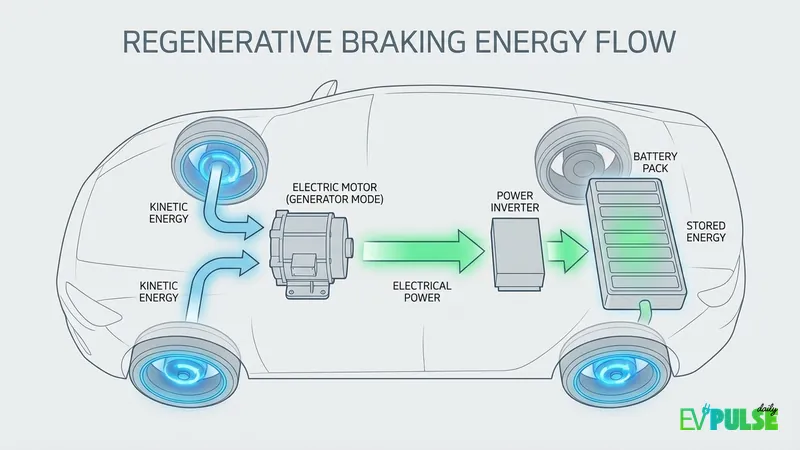 Regenerative braking system diagram for one pedal driving guide 2026 showing energy recovery