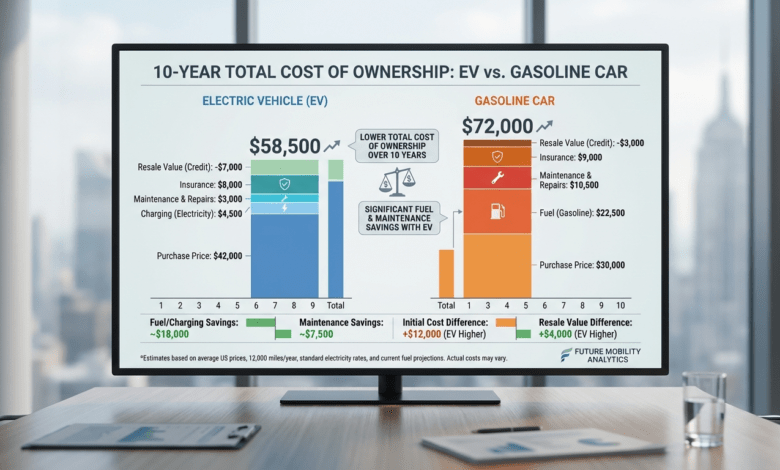 EV vs Gas total cost of ownership comparison chart ev total cost of ownership
