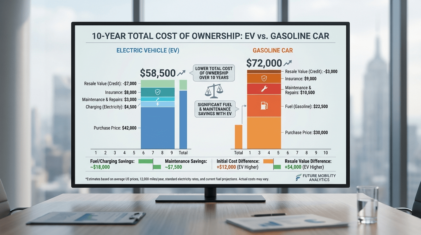 EV vs Gas total cost of ownership comparison chart ev total cost of ownership