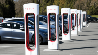 Tesla Supercharger station electric vehicles charging