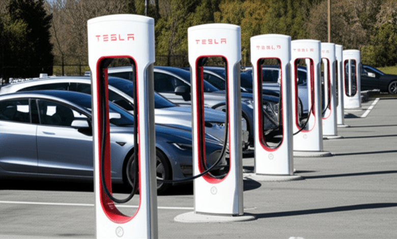 Tesla Supercharger station electric vehicles charging